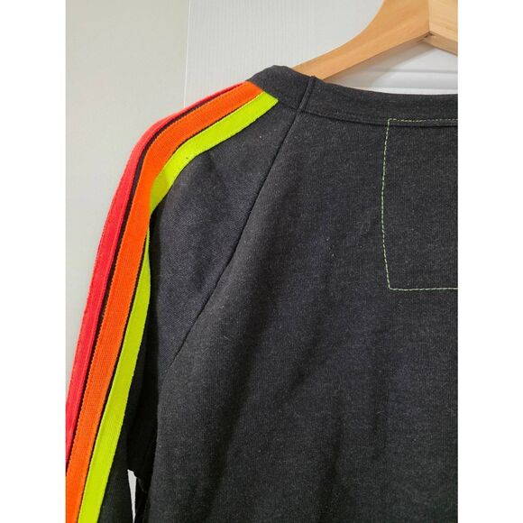 Aviator Nation Bolt Cropped Classic Crew Sweatshirt Heather Navy Neon size M - Picture 9 of 12